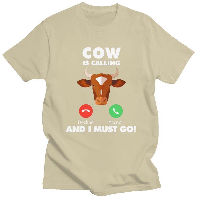 My Cow Is Calling T Shirt Men Women Animals Lover Tshirts Streetwear Casual Graphic Tee Tops Loose Oversized Clothes
