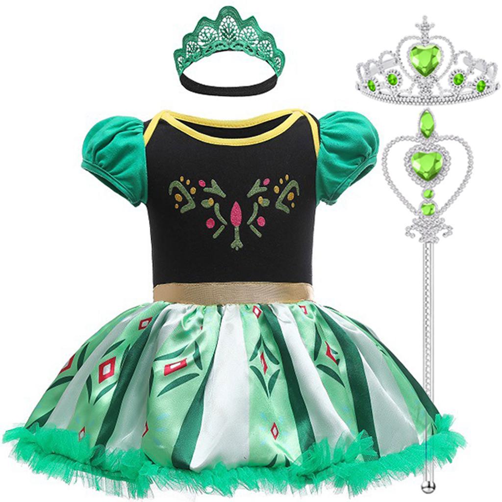 Summer Cool Swimsuit Infant and Toddler Cosplay Anna Princess Dress + Headband + Crown Necklace Gloves Accessories Set