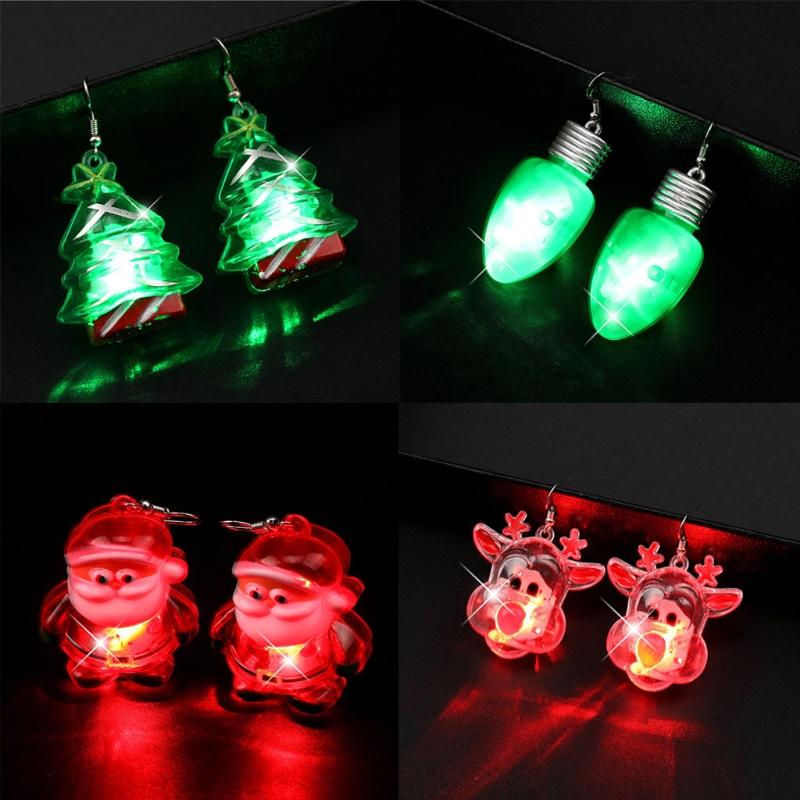 Christmas Party Earrings LED Lights Christmas Tree Glowing Dangler Glow in the Dark Snow Eardrop Easter Present Gift