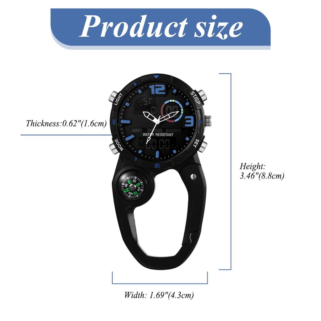 Carabiner Mountaineering Clip Keychain Clip Waterproof Analog Display Pendant Watch Pocket Watch for Men and Fashion Accessory Watch, Watch, Watch