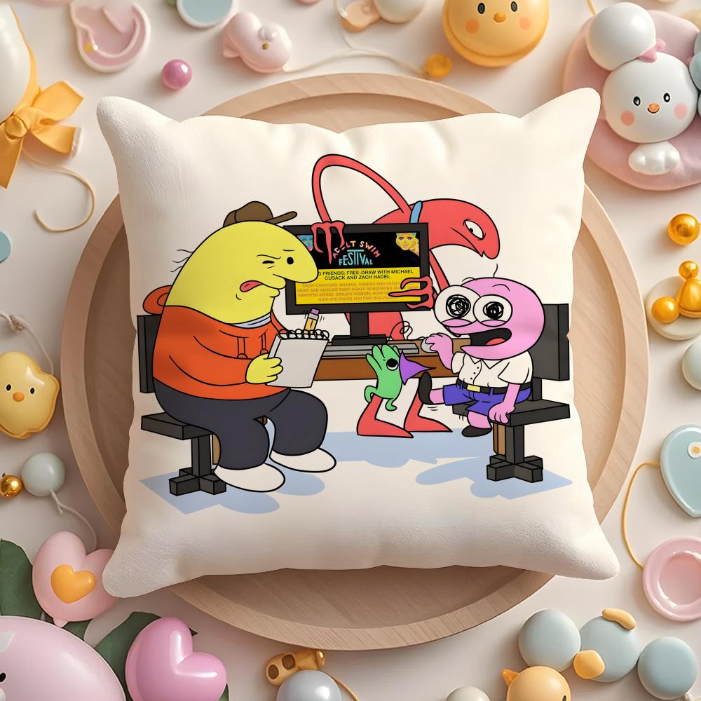 S-Smiling cartoon F-Friends Cushion Cover Home & Car Multi-Scene Pillow Cover - Reversible, Soft & Durable for Daily Use