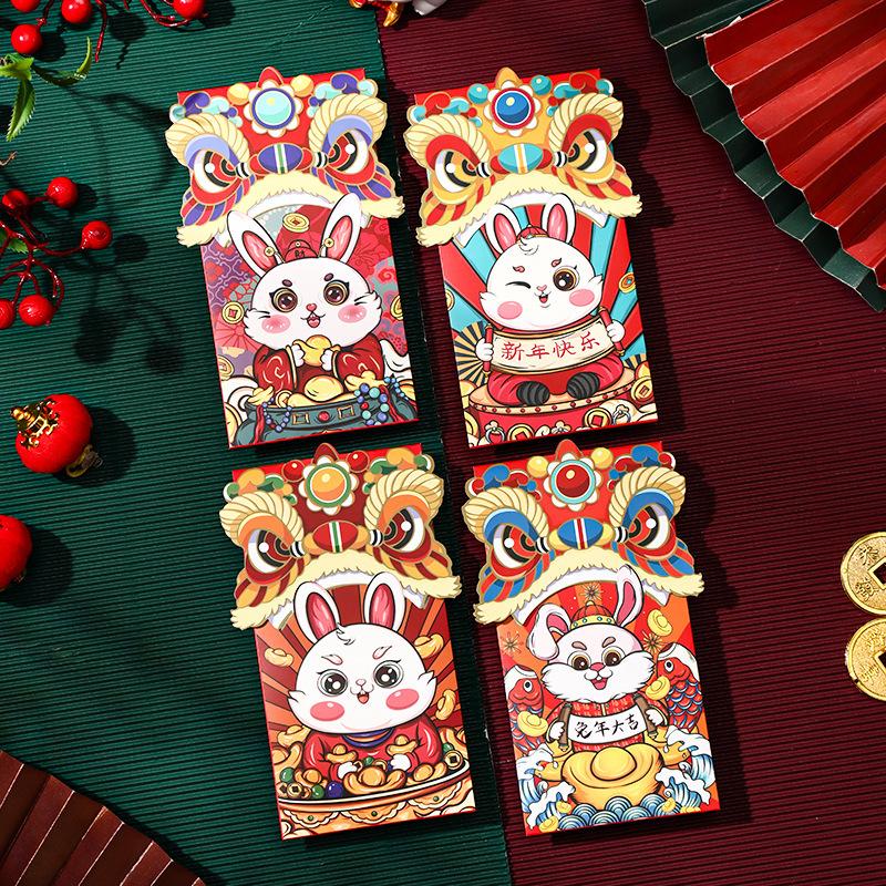 8PCS Chinese Red Envelopes Chinese New Year Rabbit Year Lucky Money Envelopes Red Pockets Spring Festival Hong Bao Envelopes