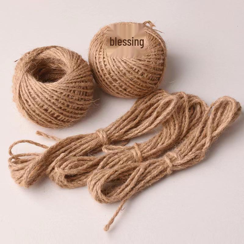 Handmade Woven Jute Rope Cat Tree Decor with Vintage Burlap Tag