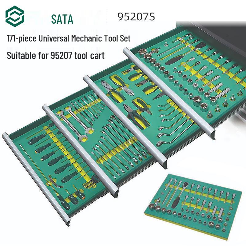SATA 171-Piece Universal Mechanic s Tool Set for 29-Inch 7-Drawer Rolling Tool Cart (Model 95207S) 7-drawer Tool Cart