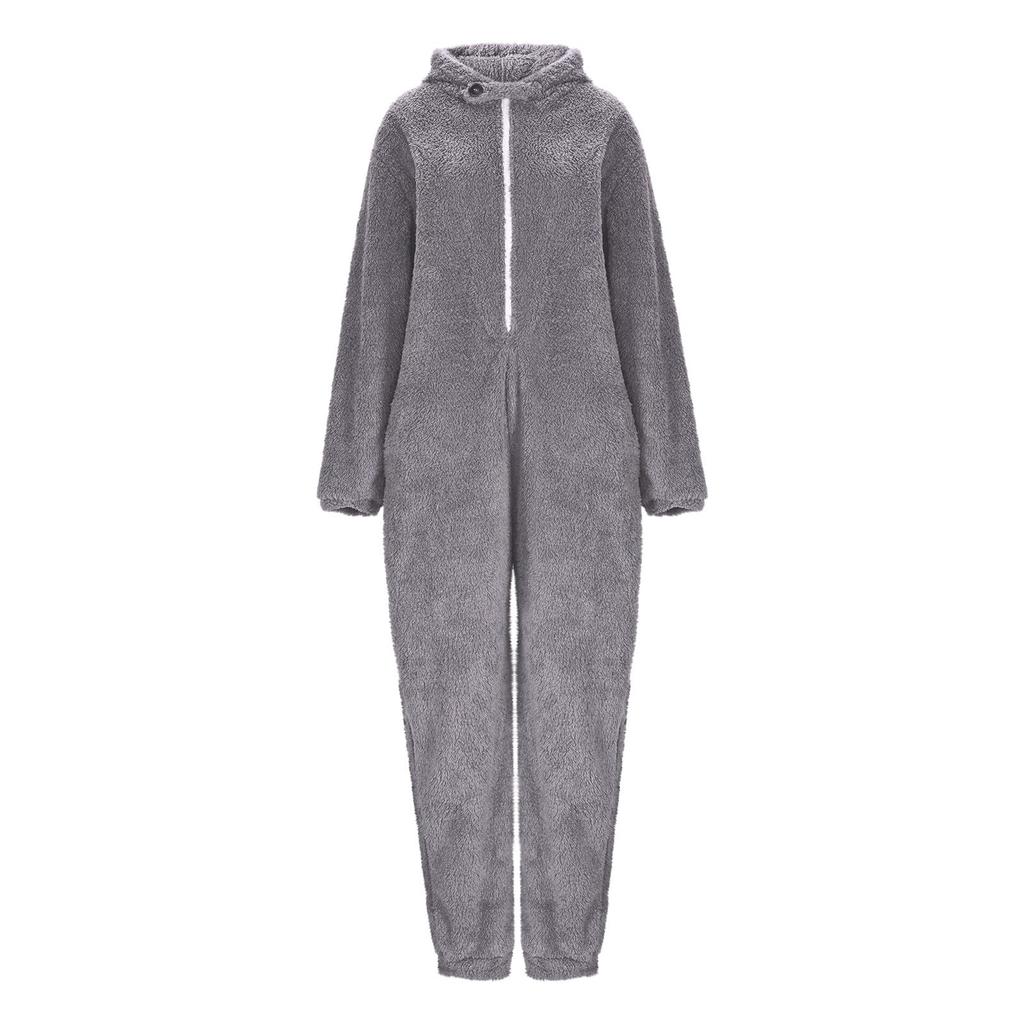 Dámské kombinézy s kapucí  Fleecová kombinéza  Teplé pyžamo  Romper Noční prádlo na zip s kapucí