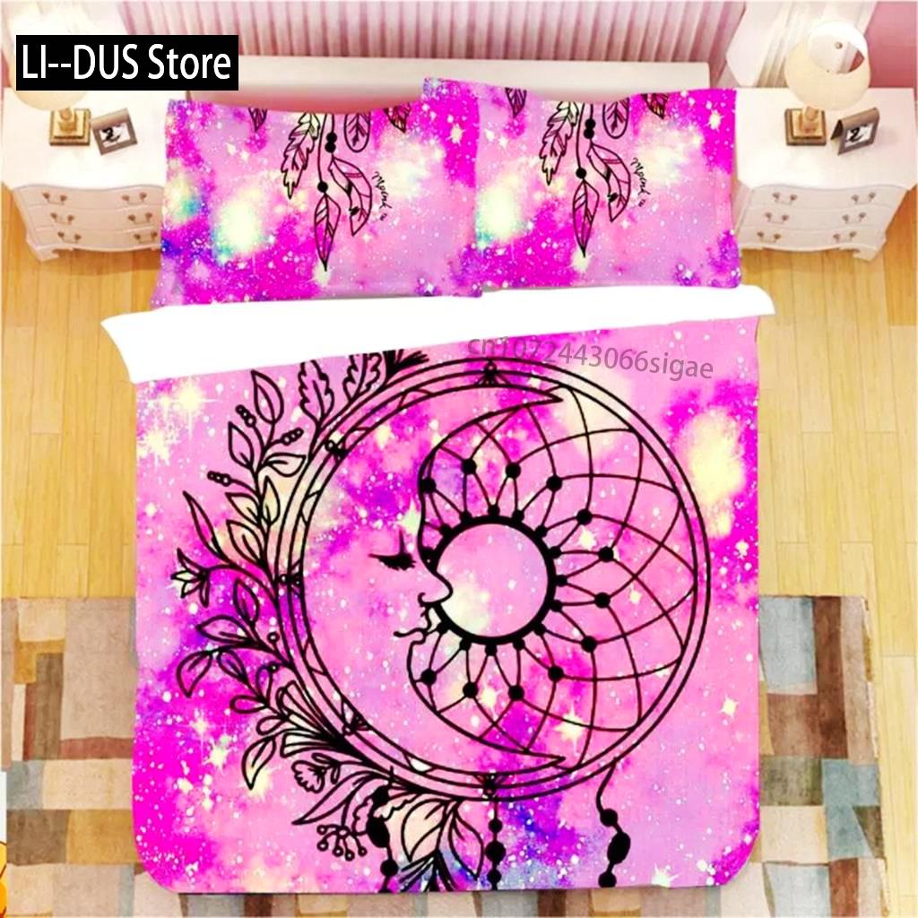 

Dream Catcher Duvet Cover Set King Double Pink Starry Universe Queen Size For Kids Girls Comforter Cover Microfiber Quilt Cover EU single(135x200cm)