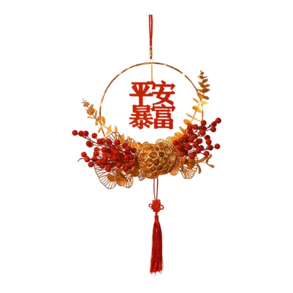 Chinese New Year Ornament Making Kit DIY Celebration Luminous with Tassel Flower Wreath Hanging Decoration for Wall Indoor Door