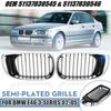 Pair Chrome Black Car Front Kidney Grille Grill For BMW E46 3 Series 4-Door Saloon Estate 2001 2002 2003 2004 2005 51137030546