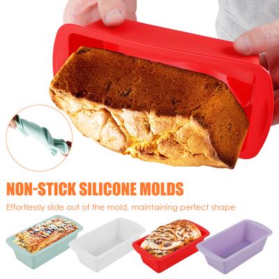 4 Peças Forma de Silicone para Pão Forma de Assar Pão Antiaderente Forma de Silicone Resistente ao Calor Molde Reutilizável para Pão Torrado Fácil de Desenformar