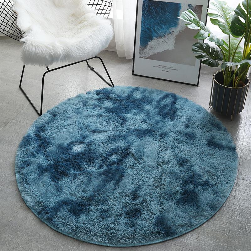 Rainbow Plush Round Rug For Bedroom Shaggy  Circle Carpet Living Room Coffee Table Rug Fluffy Home Decoraion For Girl