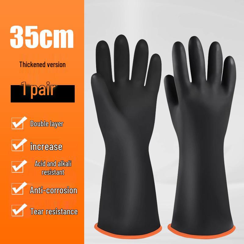 Chemical-Resistant Industrial Rubber Gloves: Acid & Alkali Protection, Anti-Corrosion, Oil-Resistant, Long & Thick Design for Laboratory Use.