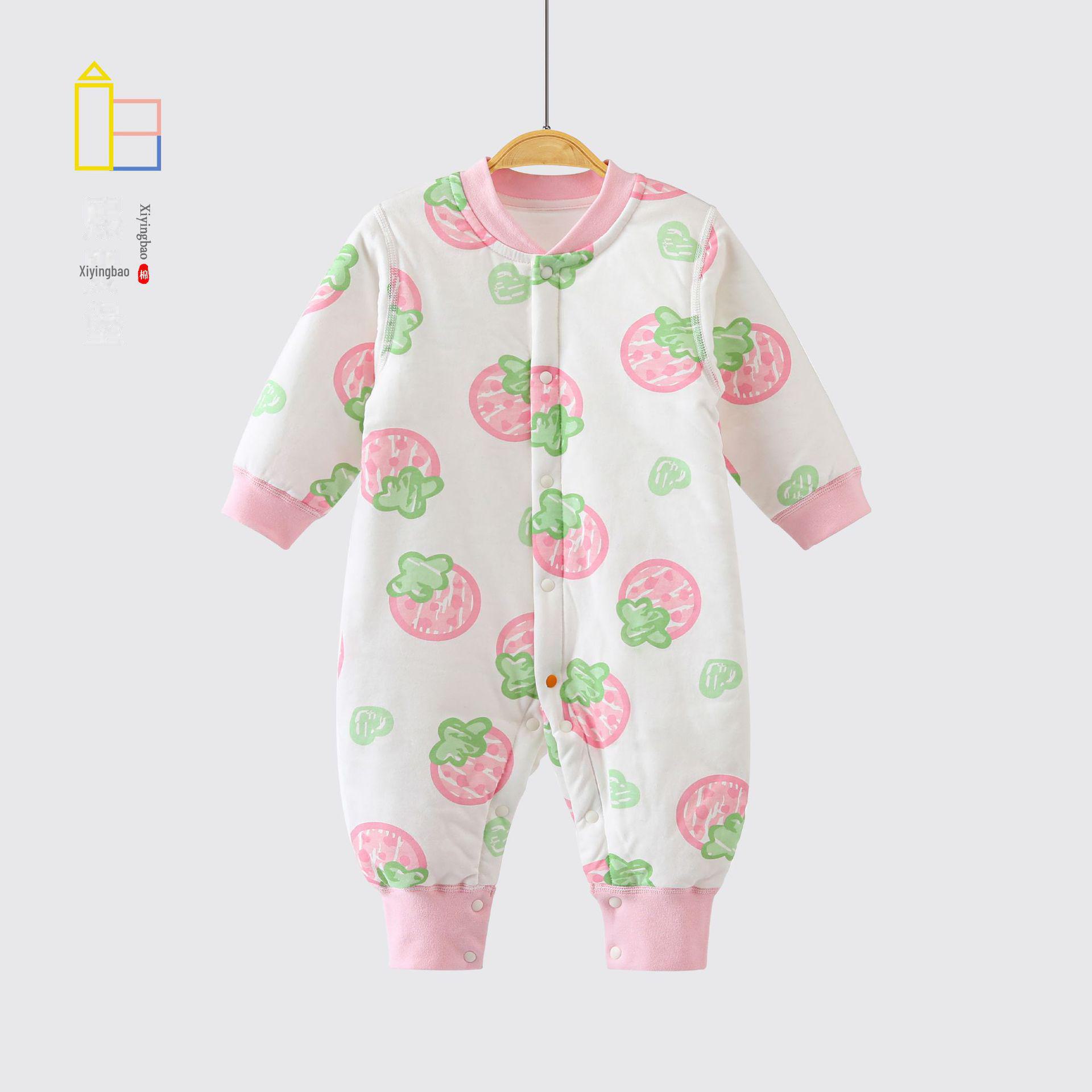 

Детский стеганый комбинезон унисекс - 100% хлопок, теплый, с длинными рукавами, 40 г, идеально подходит для ползания 80 cm