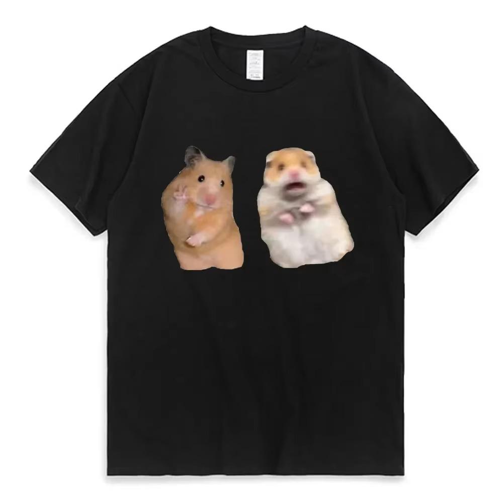 Funny Peace Sign and Screaming Hamster T-Shirt Lovers Gift Rodent Cavy Boys Girls Tee Shirts Summer Cotton Short Sleeve TShirt
