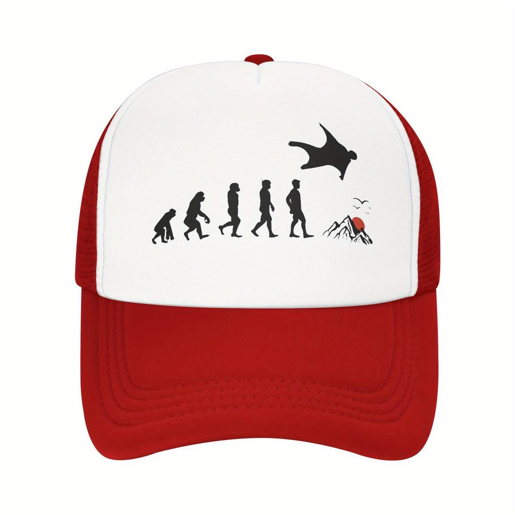 Wingsuit Flying Evolution Trucker Hat Polyester Mesh Adjustable Baseball Cap for Men Women Casual