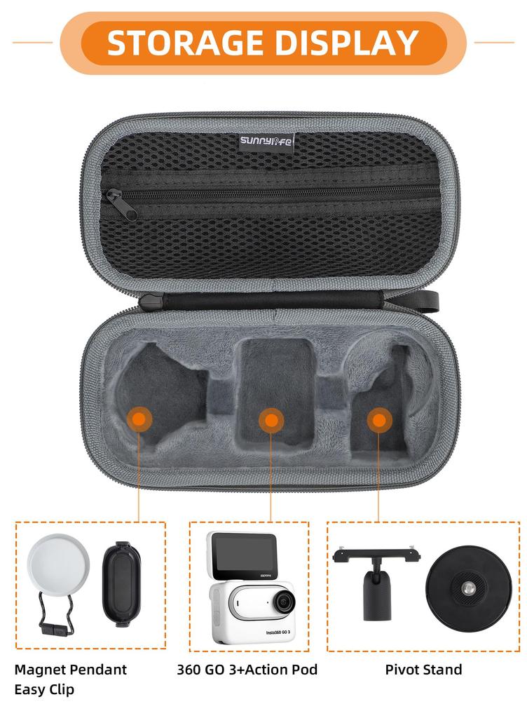 Universelle Tragetasche für GO 3S und GO 3, Großes Fassungsvermögen, Tragbar, Passt für GO3S und GO3 Zubehör (Kleine Größe)
