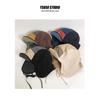 Korean Retro Embroidery Color Matching Bomber Hat for Men Women Autumn Winter Fleece Warm Versatile Ear Protection Ski Pilot Cap