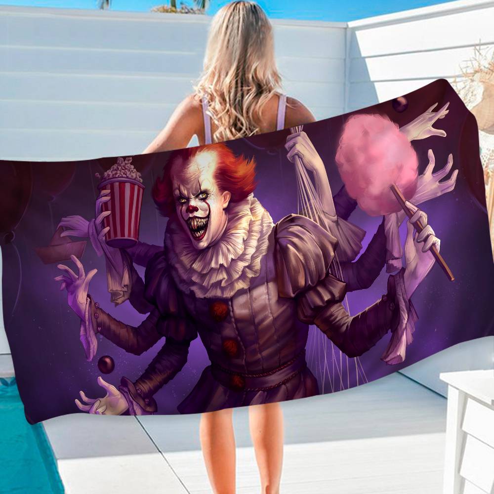 Spooky Pennywise Clown Big Microfiber Beach Towels Quick Dry Towel Sand Beach Towels Pool Towel for Travel Swim Pool Yoga