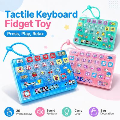 Clear Key Sounds Stress Relief Decompression Toy Pressable Keys Keyboard Toy  Bag Ornament