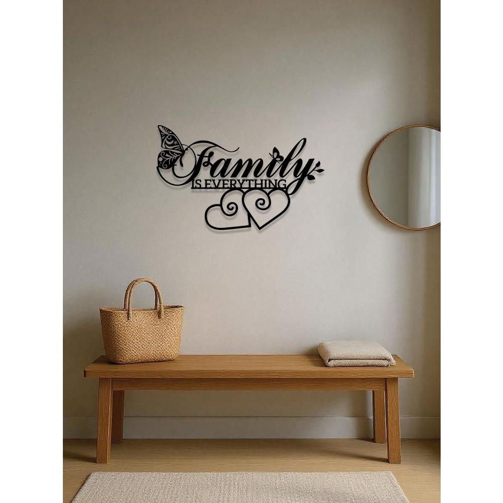Black Metal Family Wall Art Elegant Home Decor Gift for Living Room