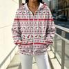 Women's Casual Loose Fit Printed -Lined Hooded Zip-Up Cardigan Top for Everyday Wear