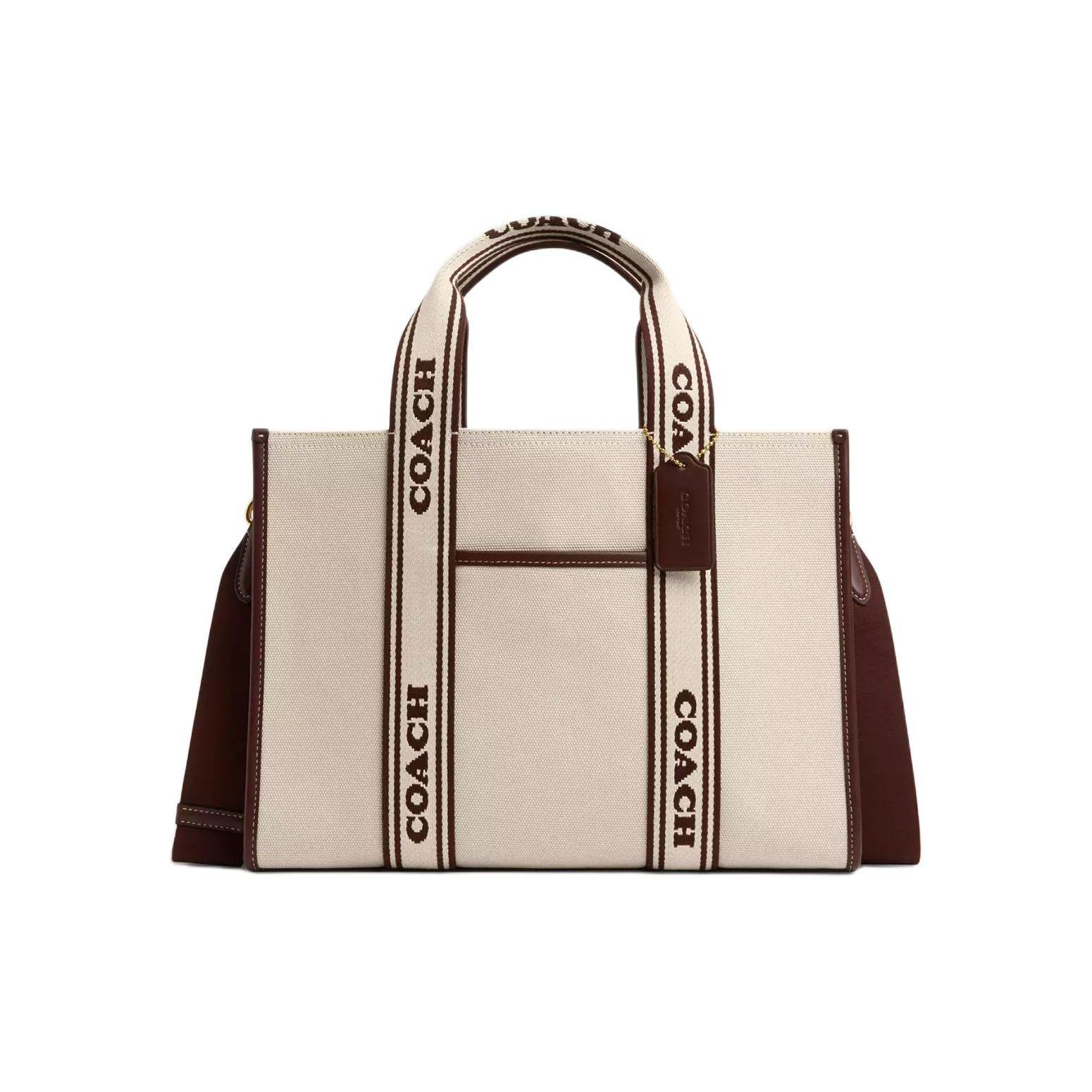 Coach Women's Gold Smith 34 Logo Canvas And Fine Calfskin Tote Bag Tote Natural Multicolor Cs617-Imnam