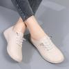 2025 Spring Women's Genuine Leather White Slip-on Sneakers - Soft Sole Casual Flats