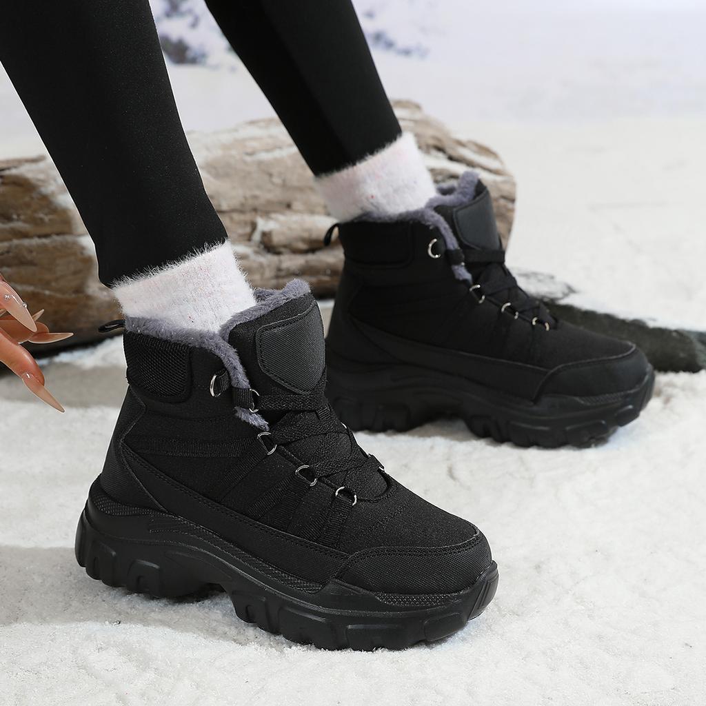 Women Warm Cotton Shoes Thick Outdoor Snow Boots High Cut Winter Cold Proof Simple Comfortable Wear-Resistant Anti Slip Boots