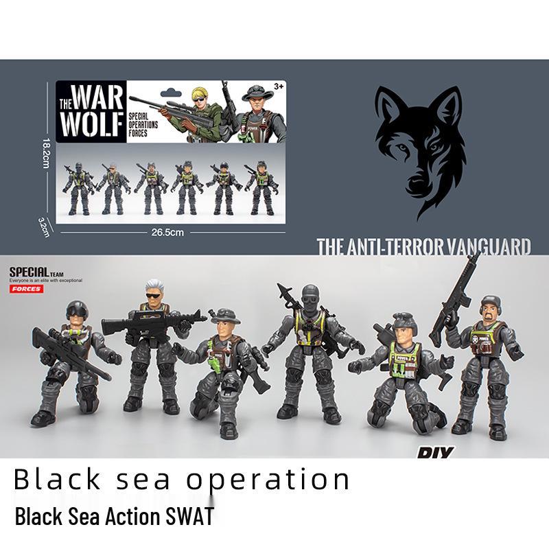 Elite Counter-Terrorism Special Forces Articulated Action Figure 10cm Soldier with Weapon & Zombie