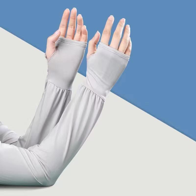 

Sun Protection Thin Breathable Ice Silk Fabric Arm Sleeves Anti-Uv Ice Sleeves Outdoor Sport Running Cycling Unisex Arm Sleeves сірий колір