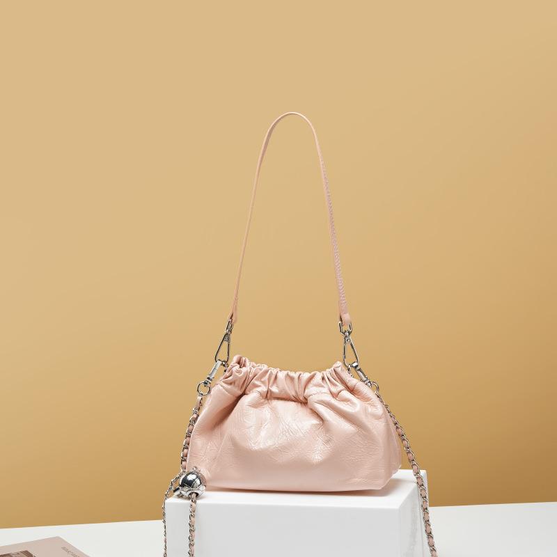 Chain Small Bag Pleated Cloud Bag Messenger Bag Commuter Versatile Portable Leather Women's Shoulder Bag