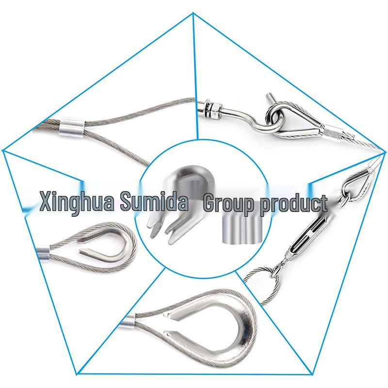 340-Piece Stainless Steel Wire Rope Kit with 304 Stainless Steel Thimbles, Ferrules, Double Hole Aluminum Sleeves, and Figure 8 Rigging