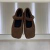 Designer Fashion Square Toe Fleece Flet Ballet Flats Woman Winter Warm Wool Mary Jane Shoes Ladies Brand Elegant Plush Loafers