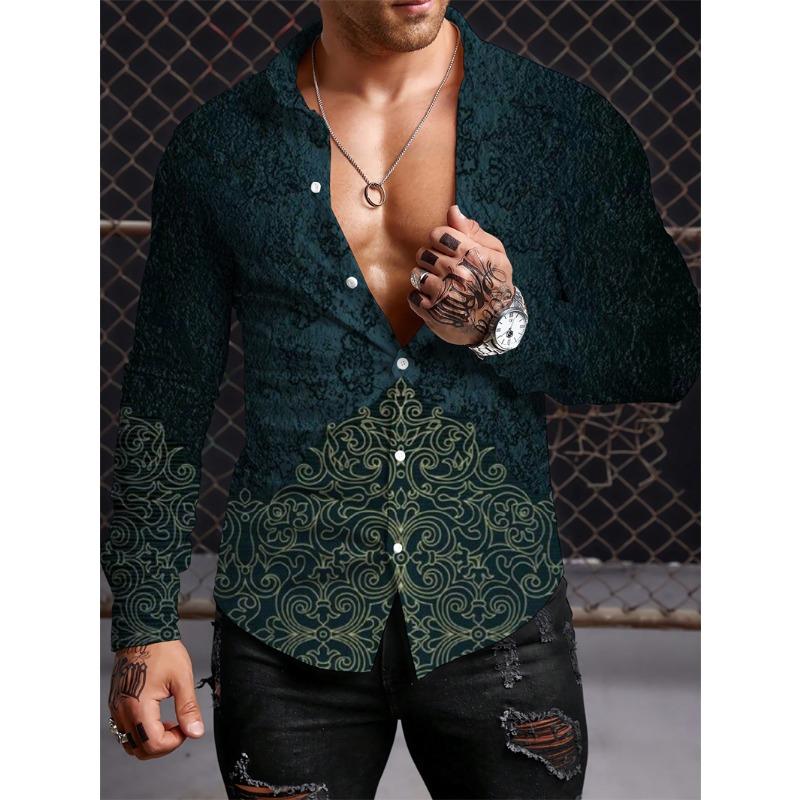 Long Sleeved Ethnic Style Shirt Men's Autumn Oversized Shirt With Lapel Button Long Sleeved Shirt Men's Outdoor Casual Shirts