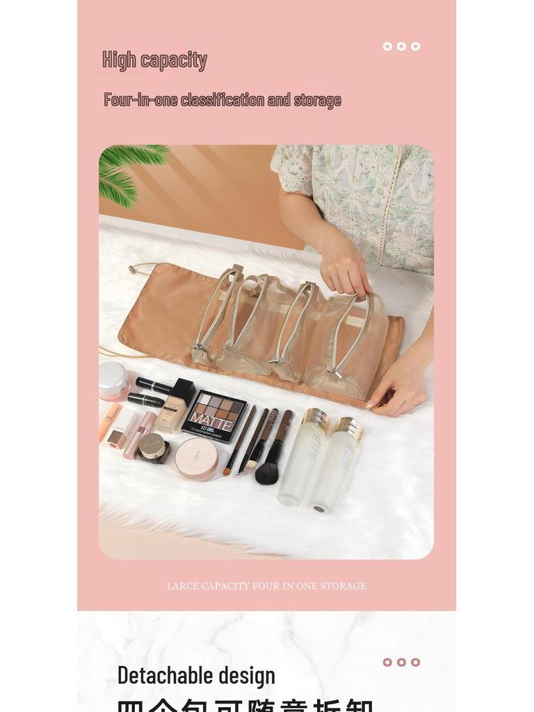 Portable 4-in-1 Travel Makeup & Toiletry Organizer Bag, Foldable Storage Pouch