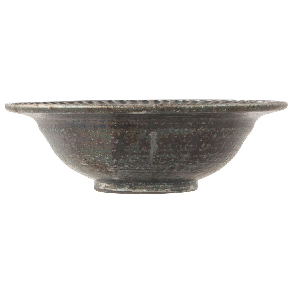 Marui Seito Shigaraki Ware Hechimon Bowl, Diameter 18cm, Black Glaze Carving, Black, MR-3-4145
