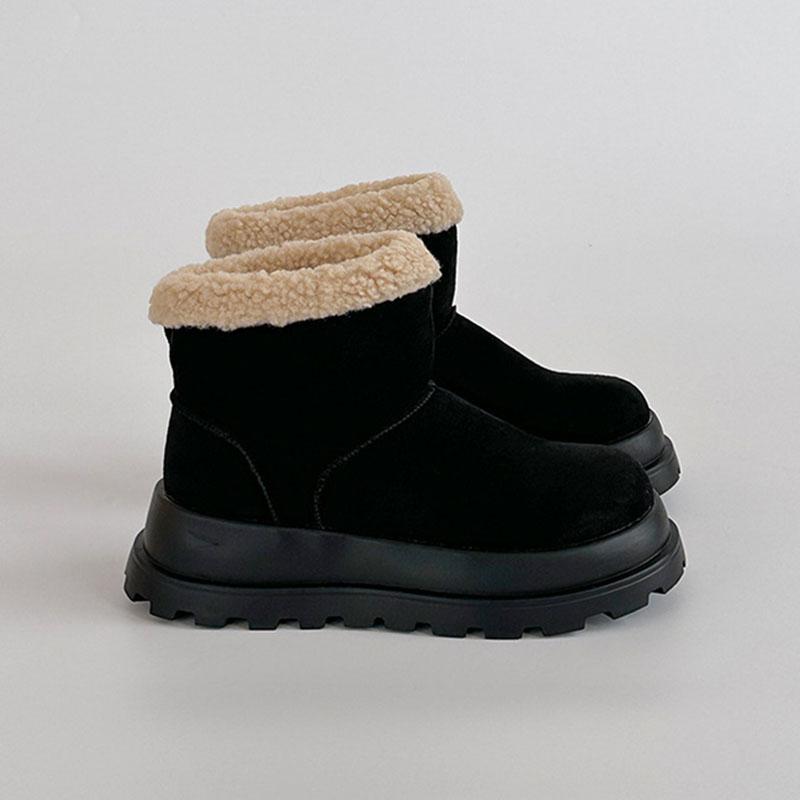 Fashion Comemore Retro Fluffy Splicing Thick Bottom Snow Boots Winter Fashion Short Padded Warm Flat Ankle Boots Casual Cotton Shoes