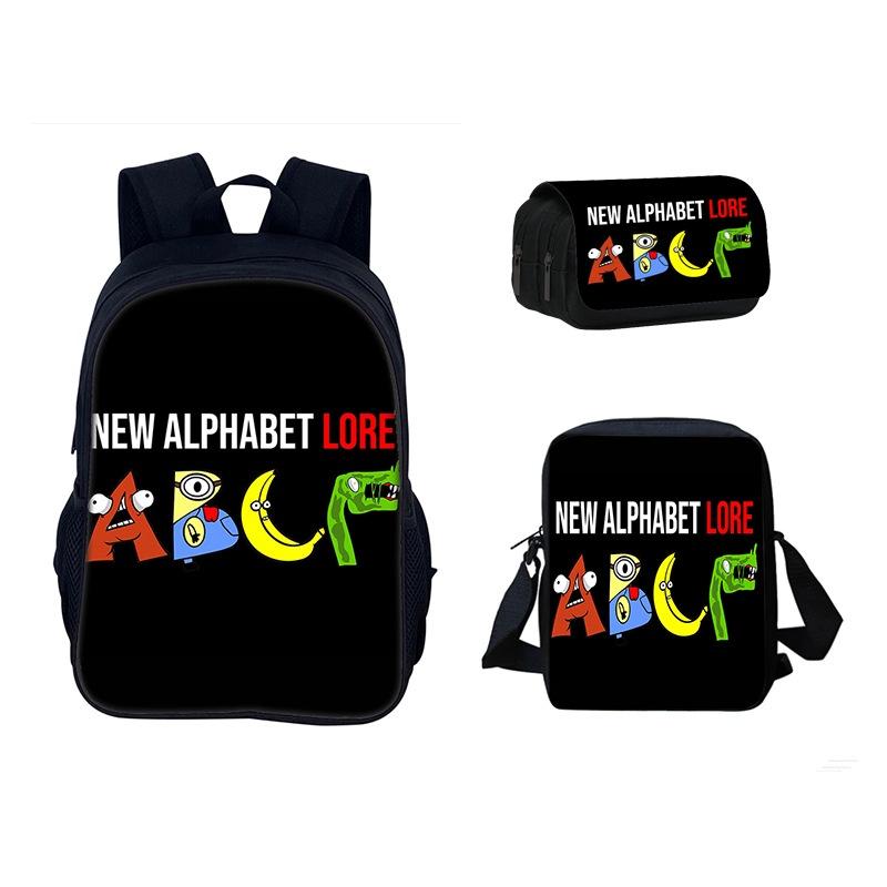 Alphabet Lore Backpack Cool And Breathable Student Bag For School In Red/black