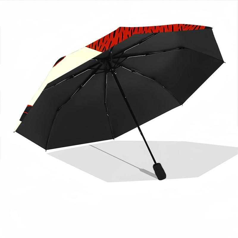1pc Cat Skull Automatic Umbrella - 8-Rib Portable Folding Black Iron Frame for Outdoor, Beach, Travel, Beach Umbrella,039