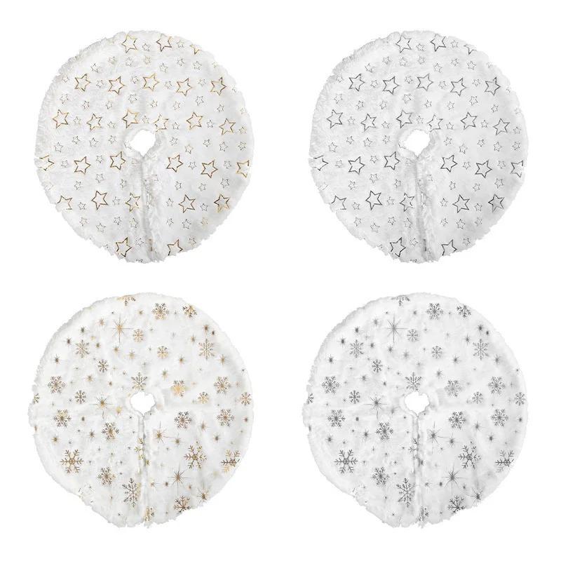 Weißer Kunstfell Weihnachtsbaumrock 14,96 Zoll Plüsch Perlenbestickt Frohe Weihnachten Neujahr Zuhause Weihnachtsdekorationen