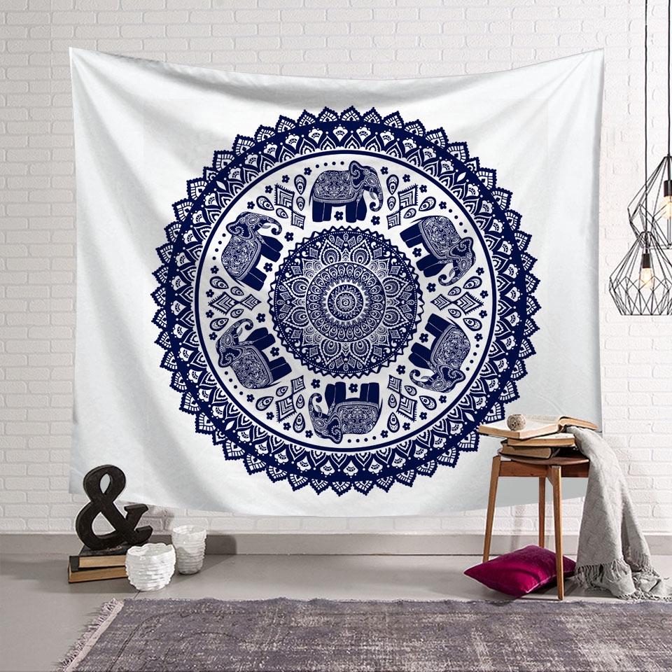 Bedroom Living Room Tapestry Home Decor Elephant Peacock Style Abstract Mandala Digital Tapestry