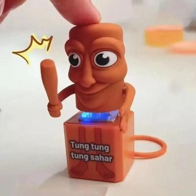 Nuovi Portachiavi Animali Italiani Brainrot Pulsanti Tung Tung Tung Sahur Giocattoli Fidget con Suono e Luce Giocattolo Antistress Ciondolo