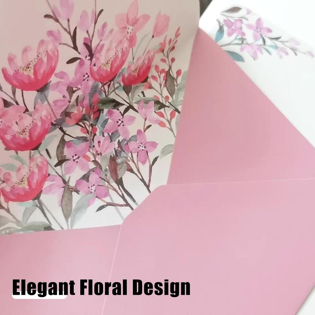 36-Piece Stationery Set - Vintage Flower Design Writing Paper and Envelopes for Letters, Invitations, and Gifts (24 Sheets of Writing Paper + 12