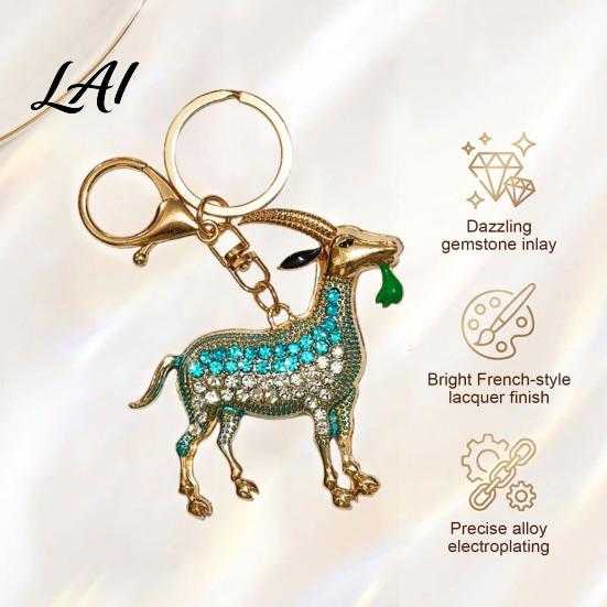 Goat Keyring Accessory Keychain with Sparkling Rhinestones Metal Animal Pendant for Decorative Handbag Charm Car Keys Backpacks Handbags Gift Lovers