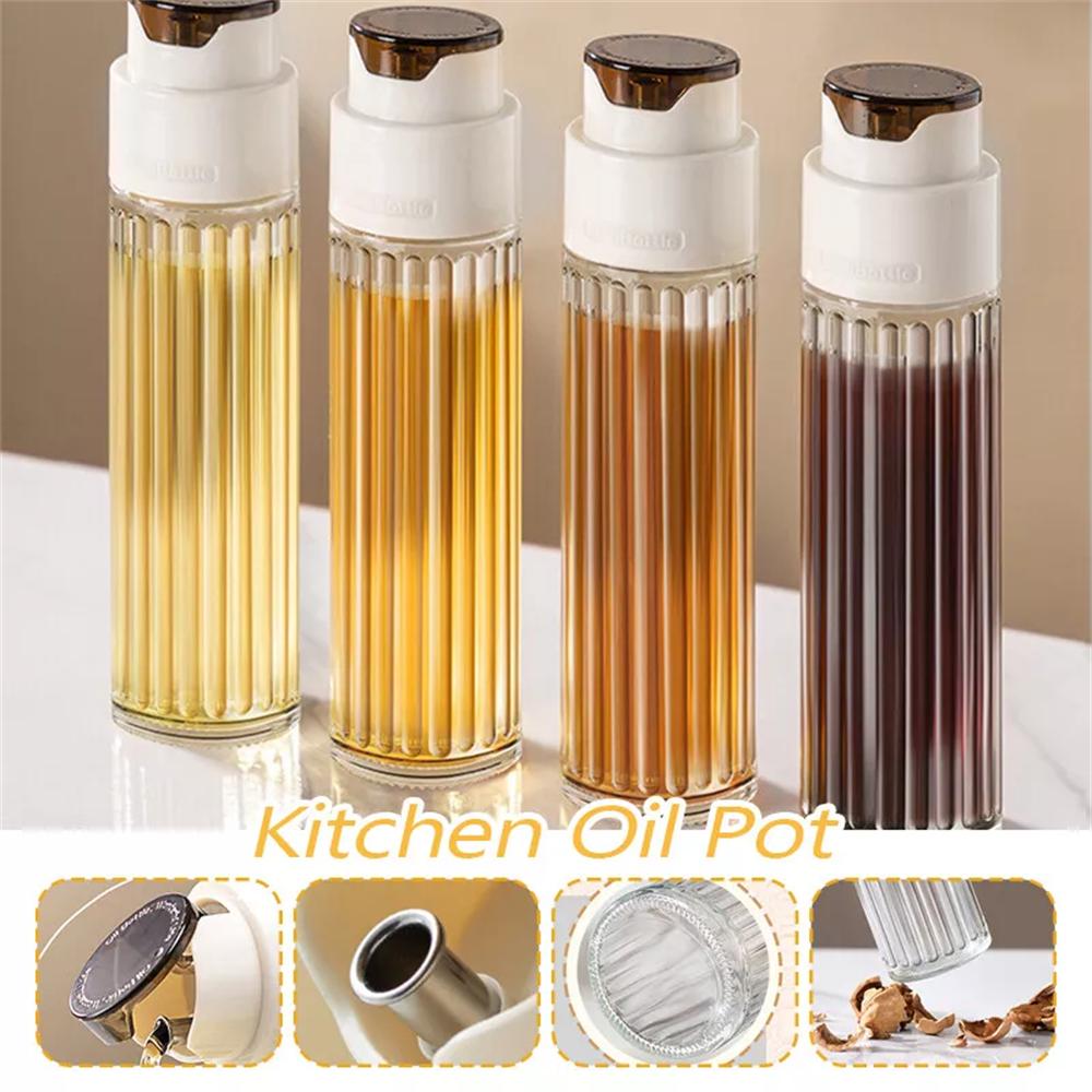 500ML Glass Oil Bottle Vinegar BottleAutomatic Opening and Closing Oil Pot Leak Gravity Oil Dispenser for KitchenSpice Bottle