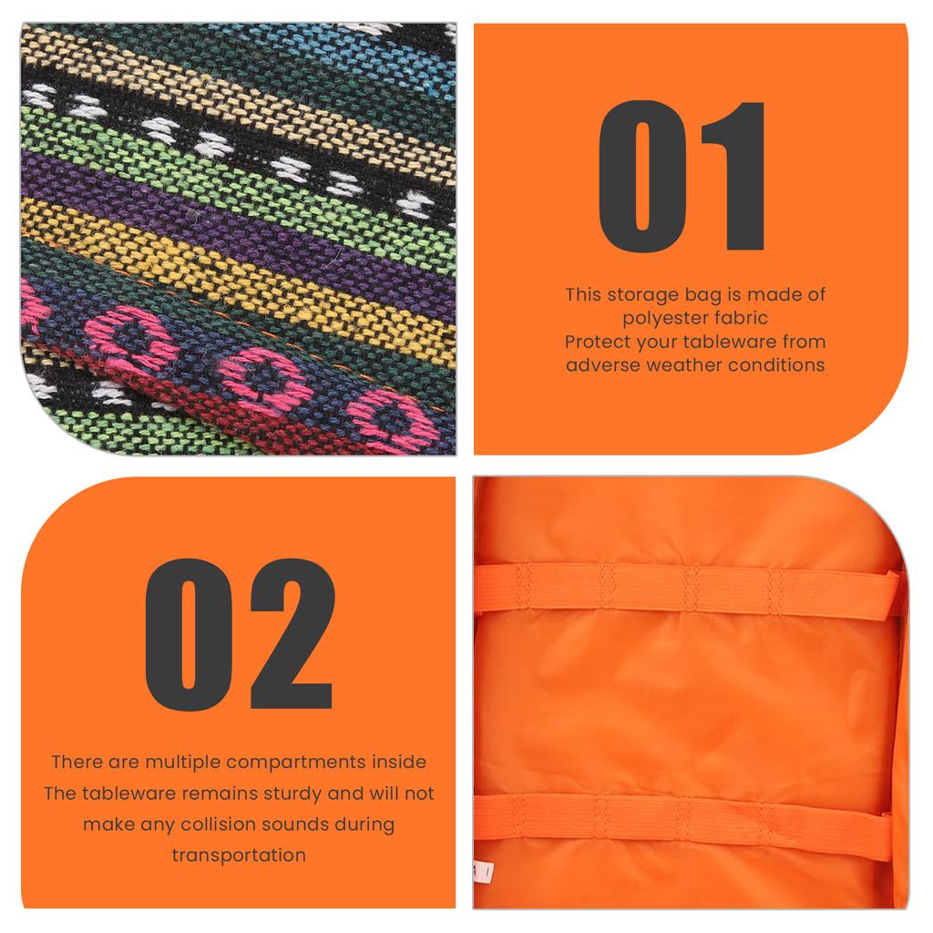 Camping Travel Cooking Utensils Organizer Travel Bag Outdoor Camping Cookware Container Bag for Beach Park Picnic BBQs Ethnic Style