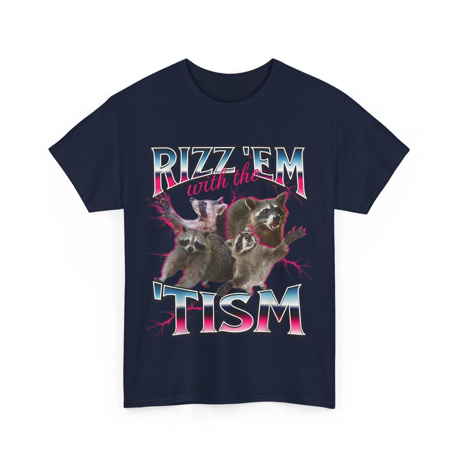 Autistic Opossum and Racoon Meme Rizz Em With The Tism Autism Awareness Shirt M