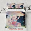 Softville Cozy Town 3PC Bedding Sets Lop Rabbit Sitting Under Mushroom Pint Duvet Cover No Filling Cartoon Style Queen King Size