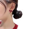 Elegant Red Flocking Bow Stud Earrings - Versatile, High-End Fashion Accessories