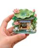 Cute Frog Tea House Fridge Magnet 3D Resin Refrigerator Sticker Lovely Lotus Embossed Decor Magnet For Kitchen Home Decoration