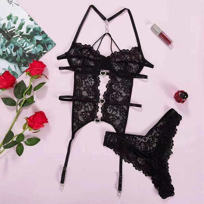 Summer Sexy For Women Bra Brief Sets Bustier Floral Lace Underwear Erotic Lingerie Set Garters Exotic Set Bra Brief Set Sex Suit